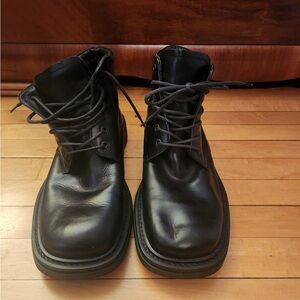 Men's Brown Brand Black Leather Boots Made in Italy